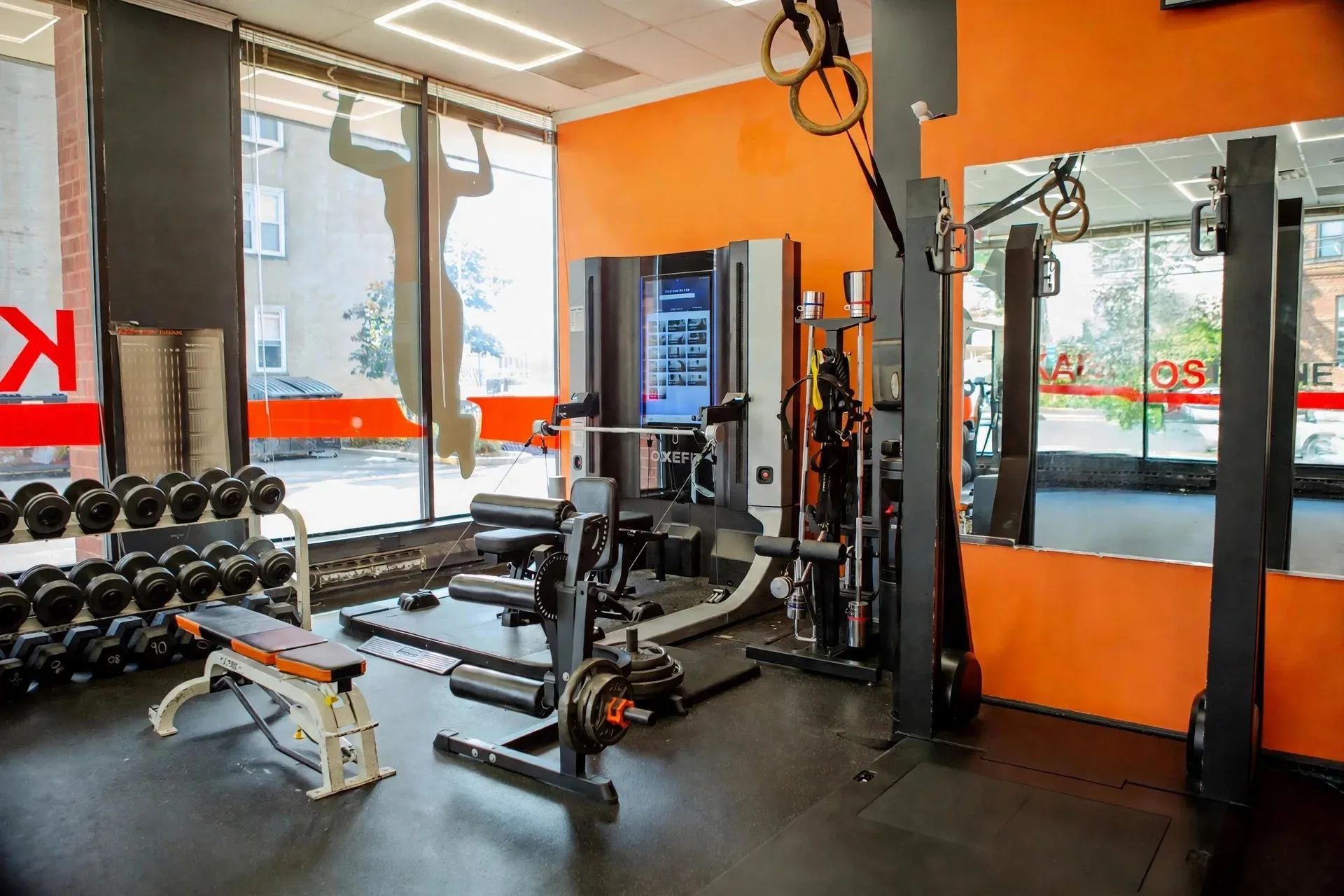 The Kaeos Fitness strength floor with OxeFit, dumbbells and cable rigs